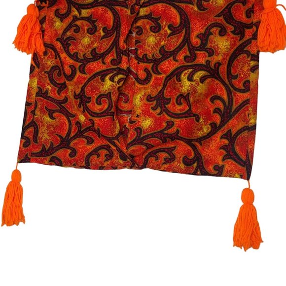 Vintage 70s Handmade Pillow Shams Set of 3 Orange Red Swirl Tassel Standard Size - Picture 2 of 16